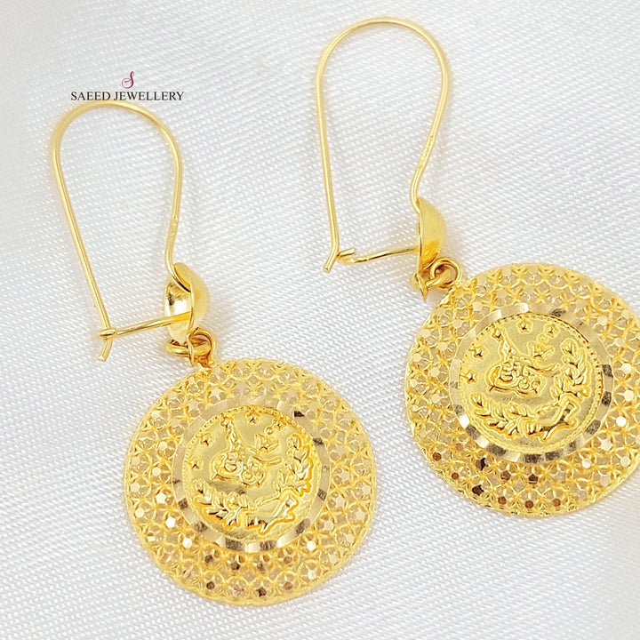 Rashadi Shankle Earrings Made of 21K Gold by Saeed Jewelry 