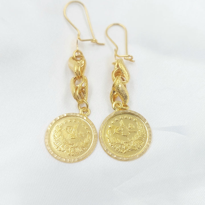 Rashadi Shankle Earrings Made of 21K Gold by Saeed Jewelry 