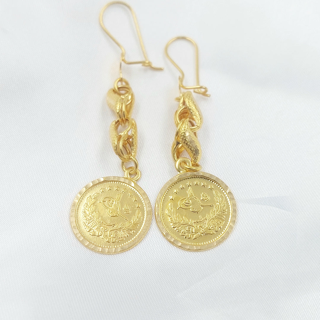 Rashadi Shankle Earrings Made of 21K Gold by Saeed Jewelry 