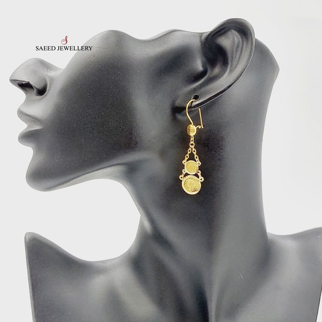 21K Gold Rashadi Eighths Earrings by Saeed Jewelry - Image 3