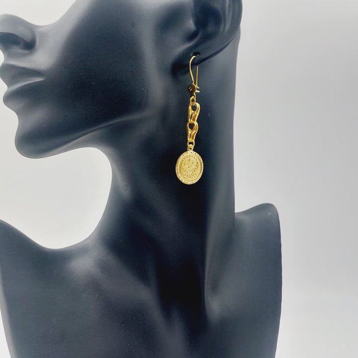 Rashadi Shankle Earrings Made of 21K Gold by Saeed Jewelry 