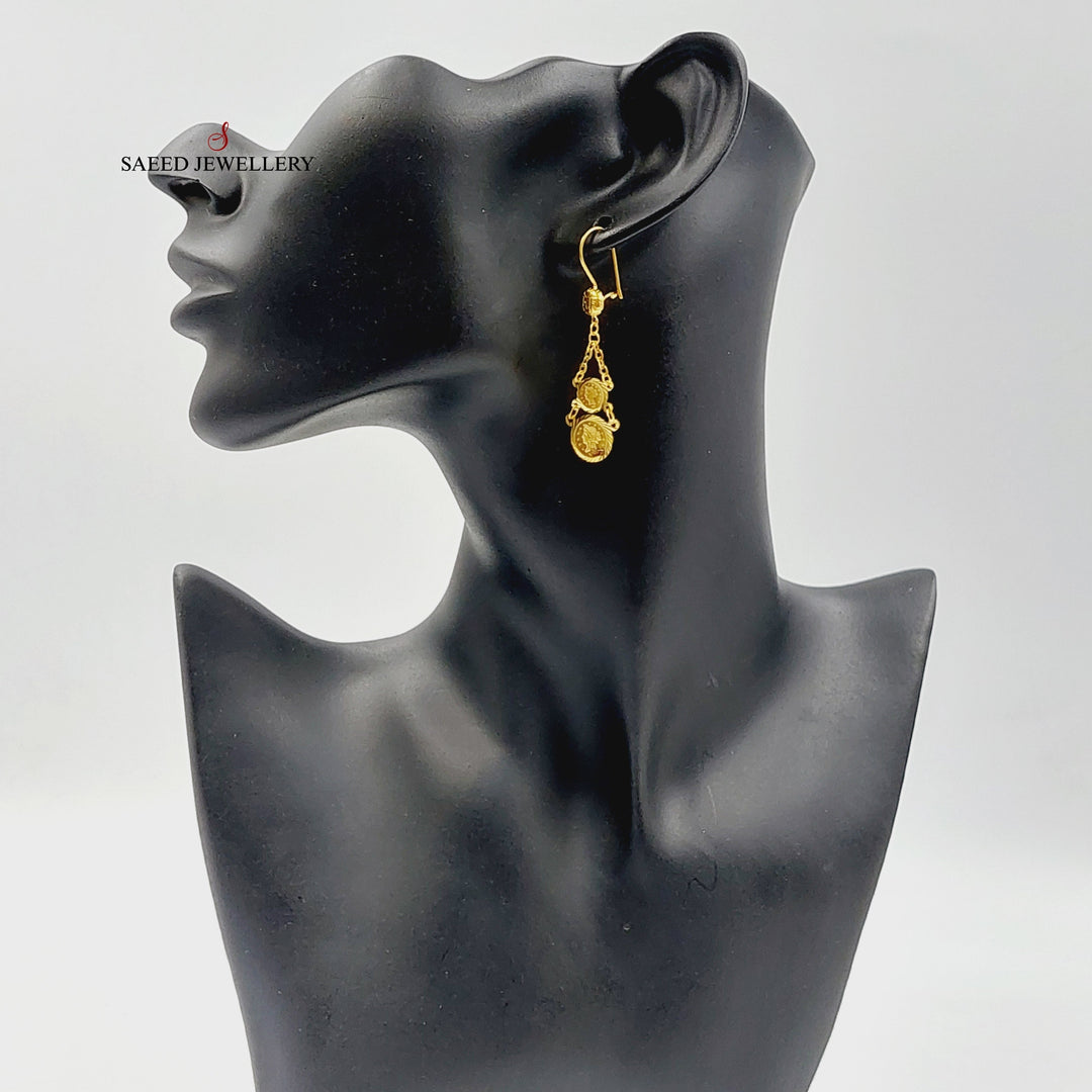 21K Gold Rashadi Eighths Earrings by Saeed Jewelry - Image 4