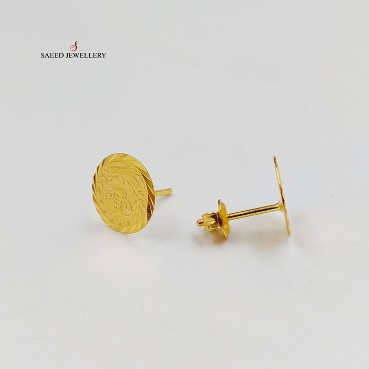 21K Gold Rashadi Screw Earrings by Saeed Jewelry - Image 2