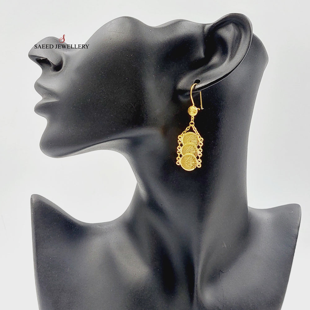 21K Gold Rashadi Eighths Earrings by Saeed Jewelry - Image 2