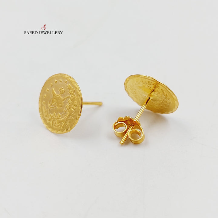 21K Gold Rashadi Screw Earrings by Saeed Jewelry - Image 2