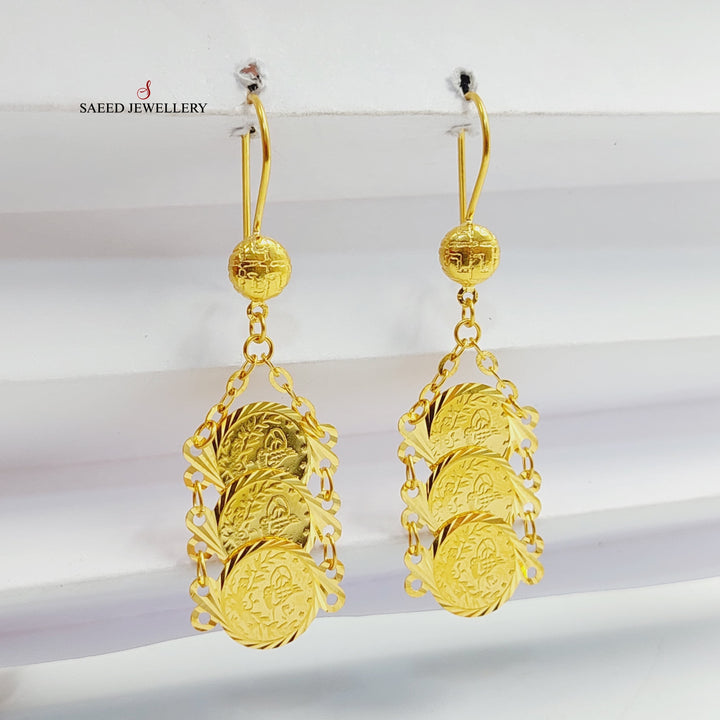 21K Gold Rashadi Eighths Earrings by Saeed Jewelry - Image 4