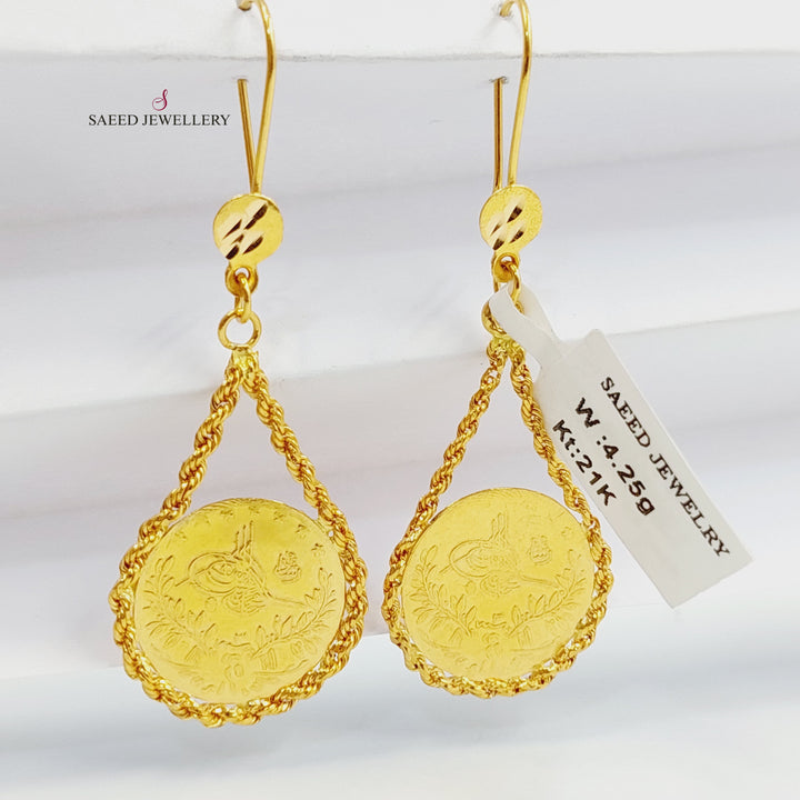 Rashadi Rope Earrings Made of 21K Gold by Saeed Jewelry 