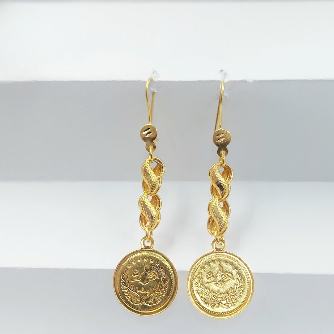 Rashadi Shankle Earrings Made of 21K Gold by Saeed Jewelry 