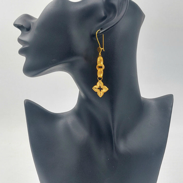 21K حلق شنكل وردة-مجوهرات الشيخ سعيد-Saeed Jewelry 