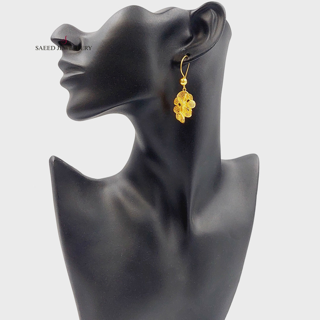 21K Gold Rose Earrings by Saeed Jewelry - Image 4