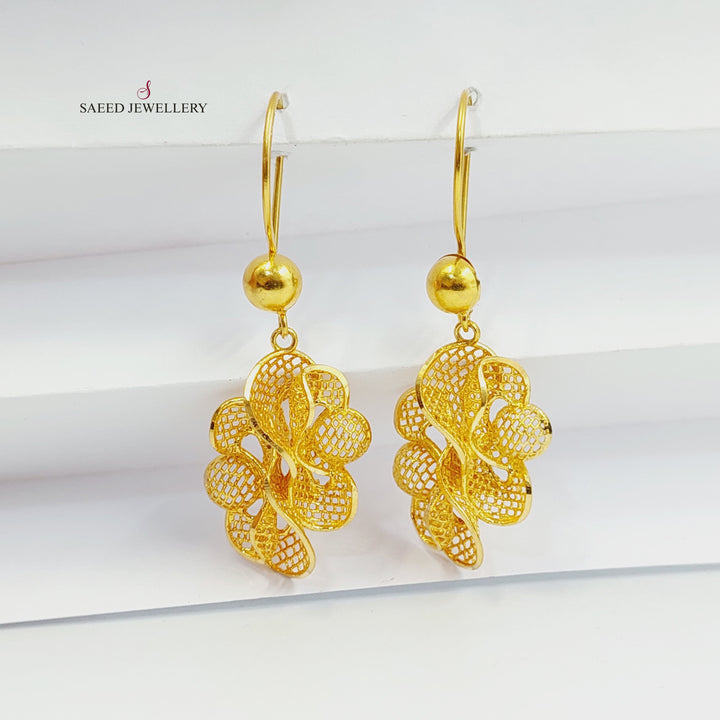 21K Gold Rose Earrings by Saeed Jewelry - Image 2