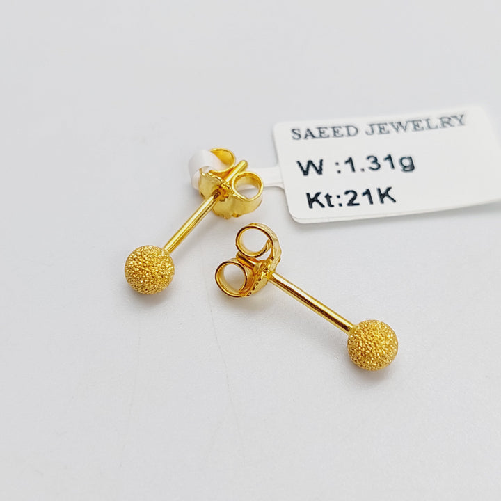 21K Gold Sanded Screw Earrings by Saeed Jewelry - Image 5