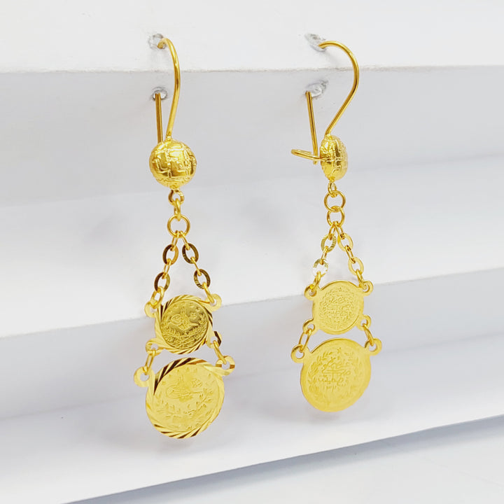 21K Gold Sanded Eighths Earrings by Saeed Jewelry - Image 1