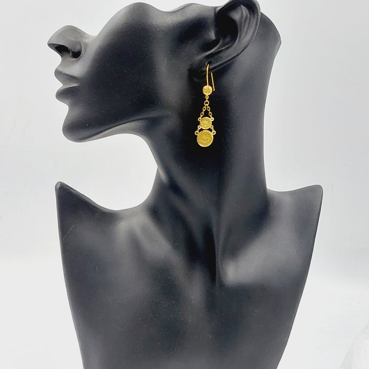 21K Gold Sanded Eighths Earrings by Saeed Jewelry - Image 3