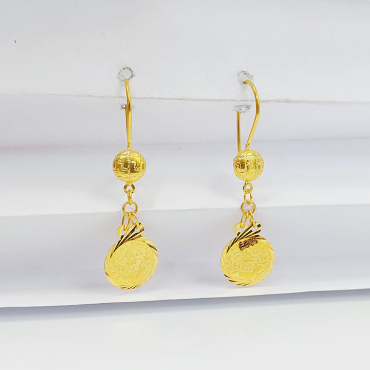 21K Gold Sanded Eighths Earrings by Saeed Jewelry - Image 1