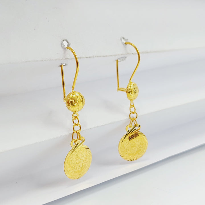 21K Gold Sanded Eighths Earrings by Saeed Jewelry - Image 4