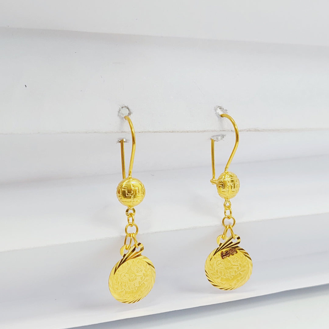 21K Gold Sanded Eighths Earrings by Saeed Jewelry - Image 5