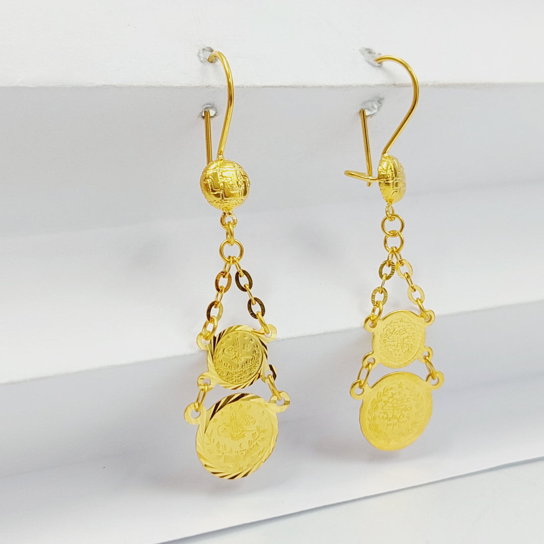 21K Gold Sanded Eighths Earrings by Saeed Jewelry - Image 4