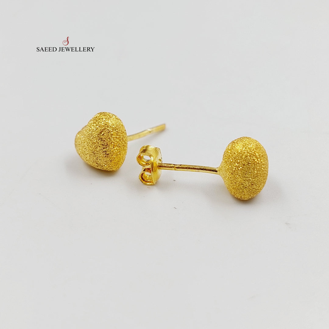 21K Gold Sanded Screw Earrings by Saeed Jewelry - Image 2