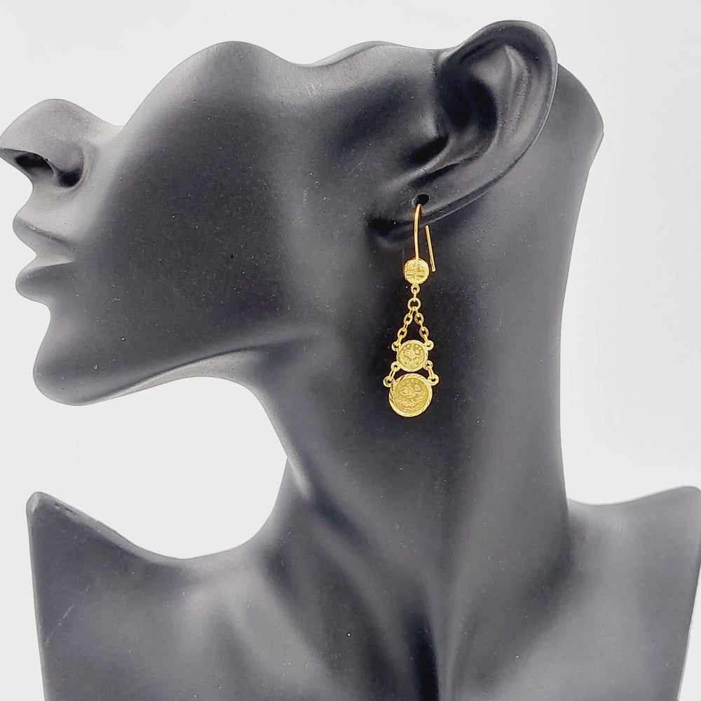 21K Gold Sanded Eighths Earrings by Saeed Jewelry - Image 2