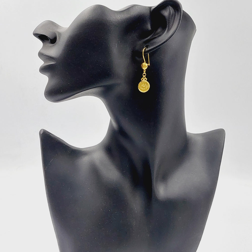 21K Gold Sanded Eighths Earrings by Saeed Jewelry - Image 2