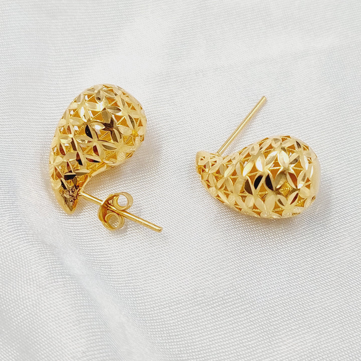 Screw Almond Earrings Made of 21K Gold by Saeed Jewelry 