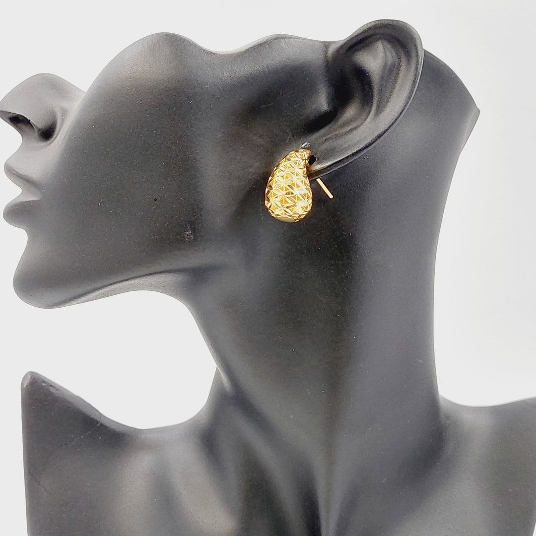 Screw Almond Earrings Made of 21K Gold by Saeed Jewelry 