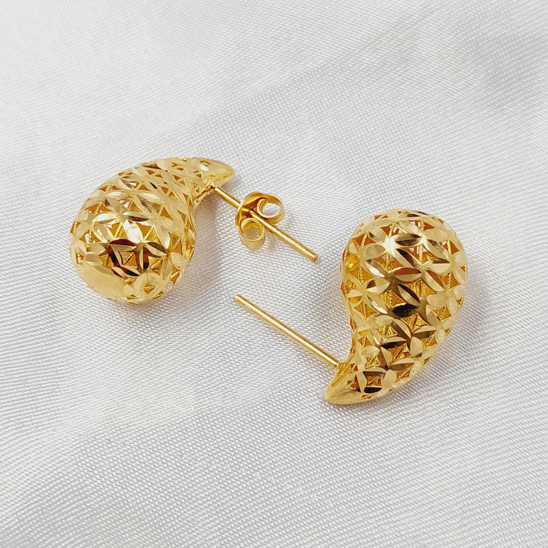 Screw Almond Earrings Made of 21K Gold by Saeed Jewelry 