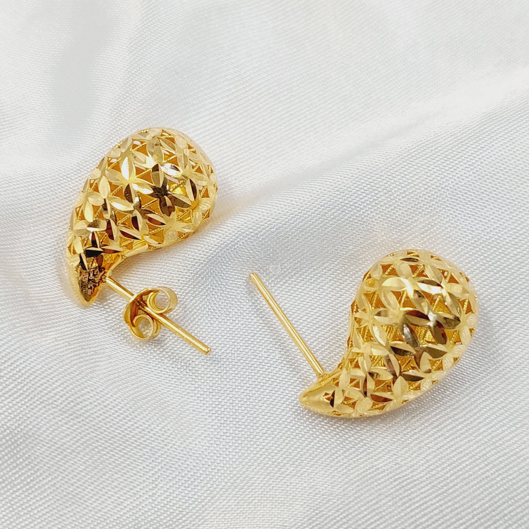 Screw Almond Earrings Made of 21K Gold by Saeed Jewelry 