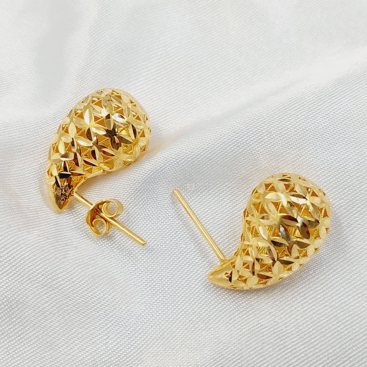 Screw Almond Earrings Made of 21K Gold by Saeed Jewelry 