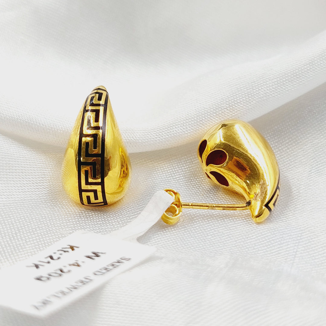 Screw Almond Earrings Made of 21K Gold by Saeed Jewelry 