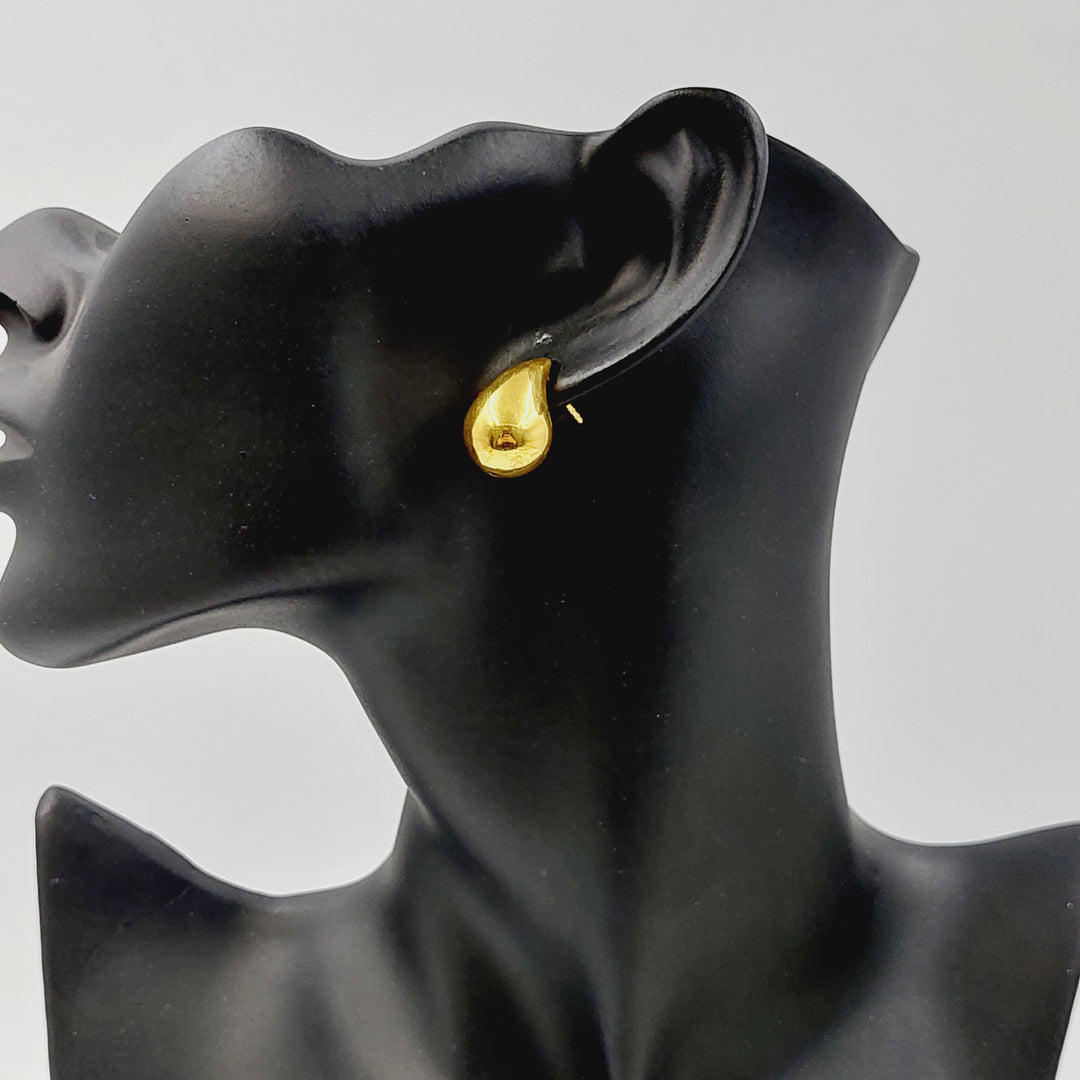 Screw Almond Earrings Made of 21K Gold by Saeed Jewelry 