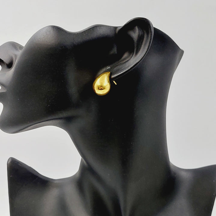 Screw Almond Earrings Made of 21K Gold by Saeed Jewelry 