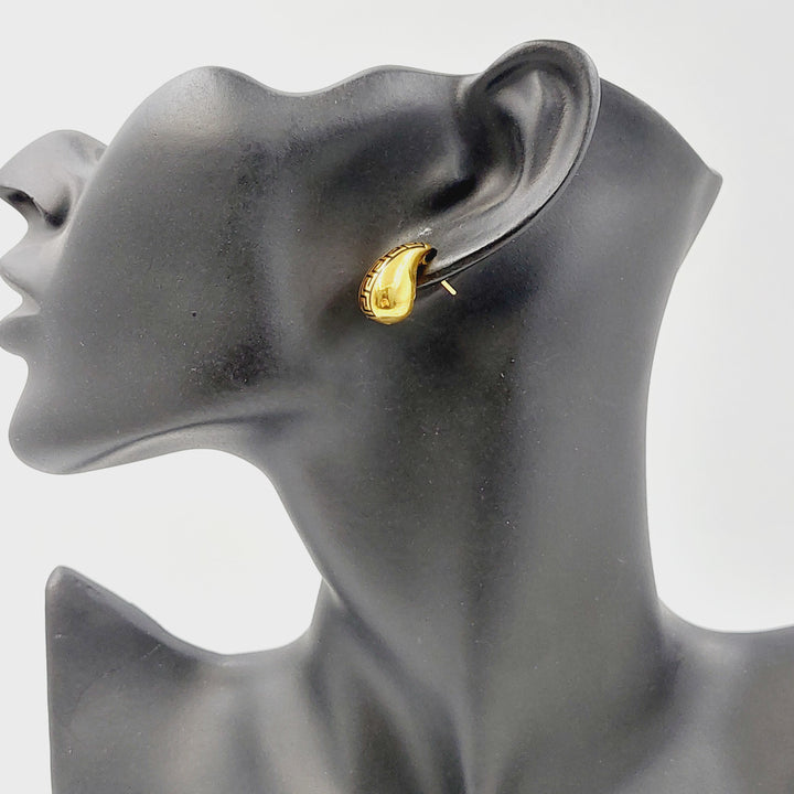 Screw Almond Earrings Made of 21K Gold by Saeed Jewelry 
