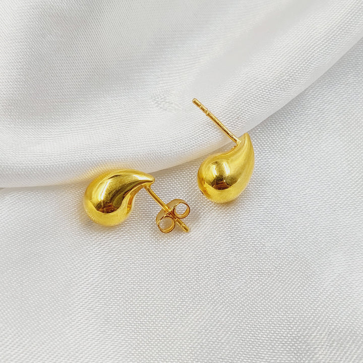 Screw Almond Earrings Made of 21K Gold by Saeed Jewelry 