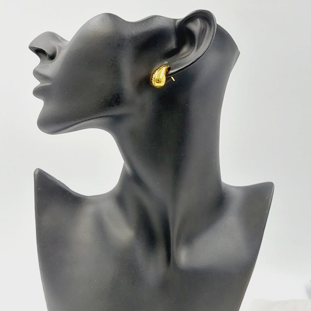 Screw Almond Earrings Made of 21K Gold by Saeed Jewelry 