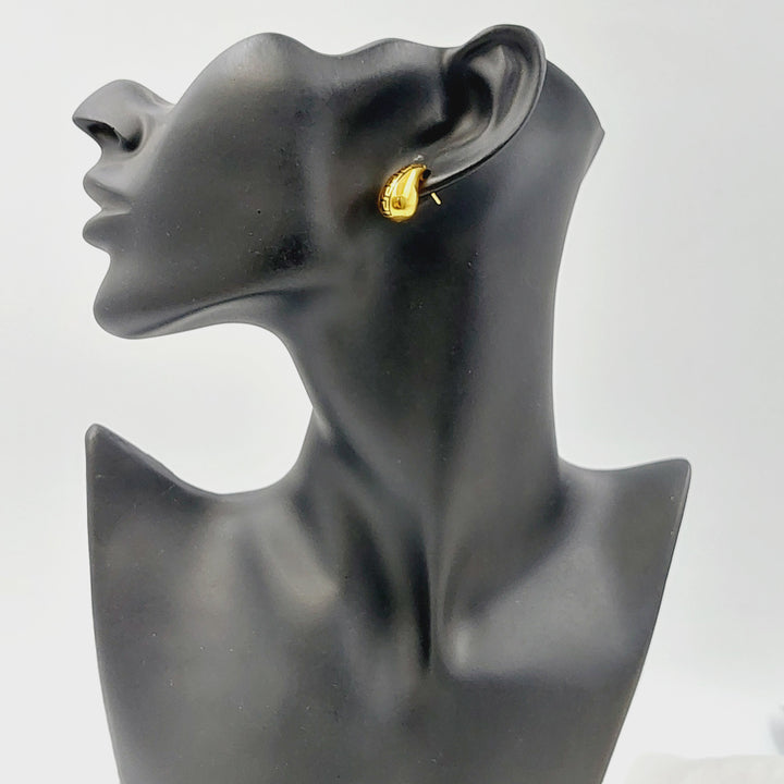 Screw Almond Earrings Made of 21K Gold by Saeed Jewelry 