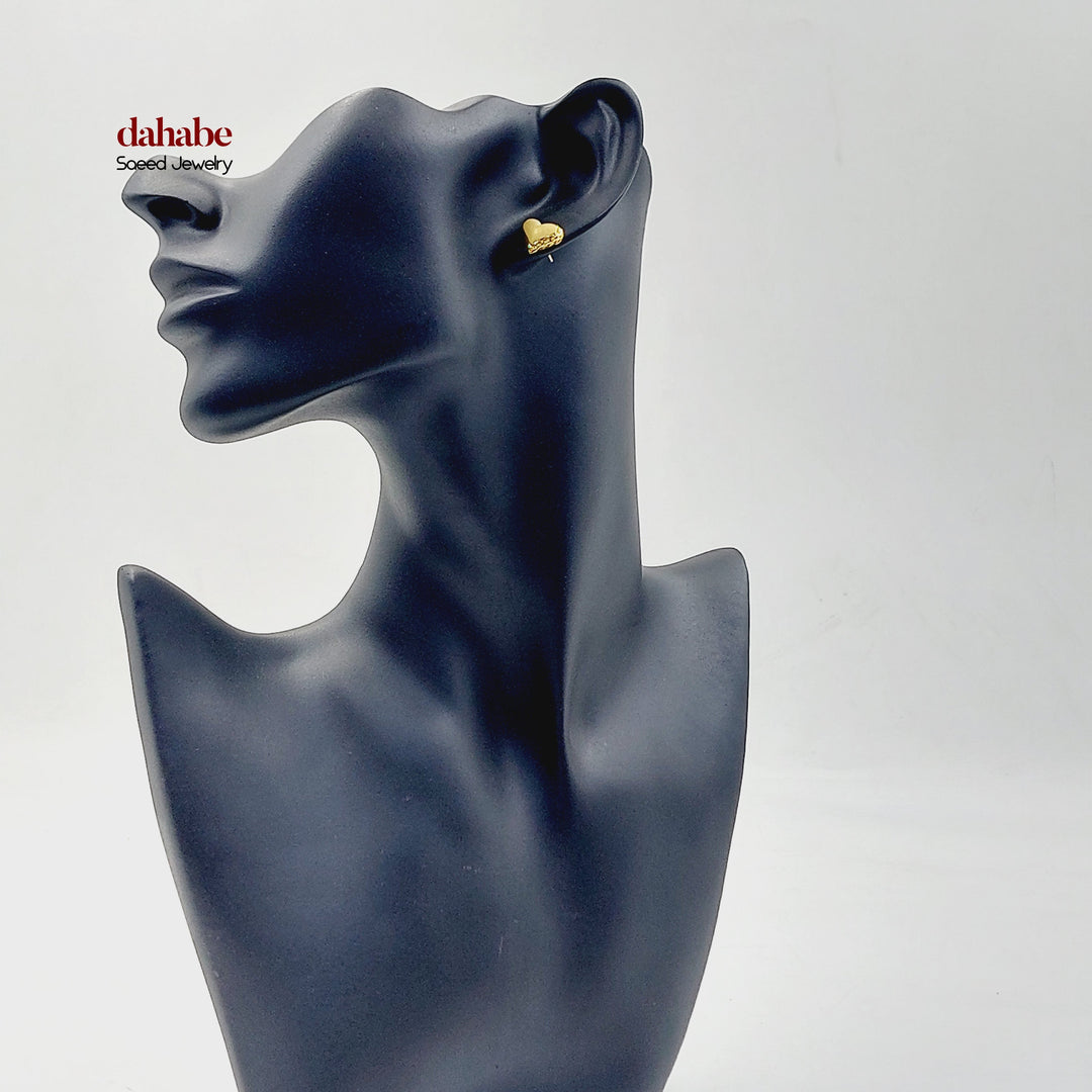 21K حلق قلب برغي-مجوهرات الشيخ سعيد-Saeed Jewelry 