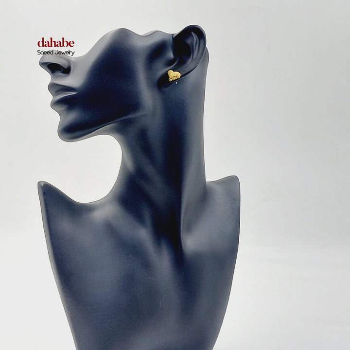 21K حلق قلب برغي-مجوهرات الشيخ سعيد-Saeed Jewelry 