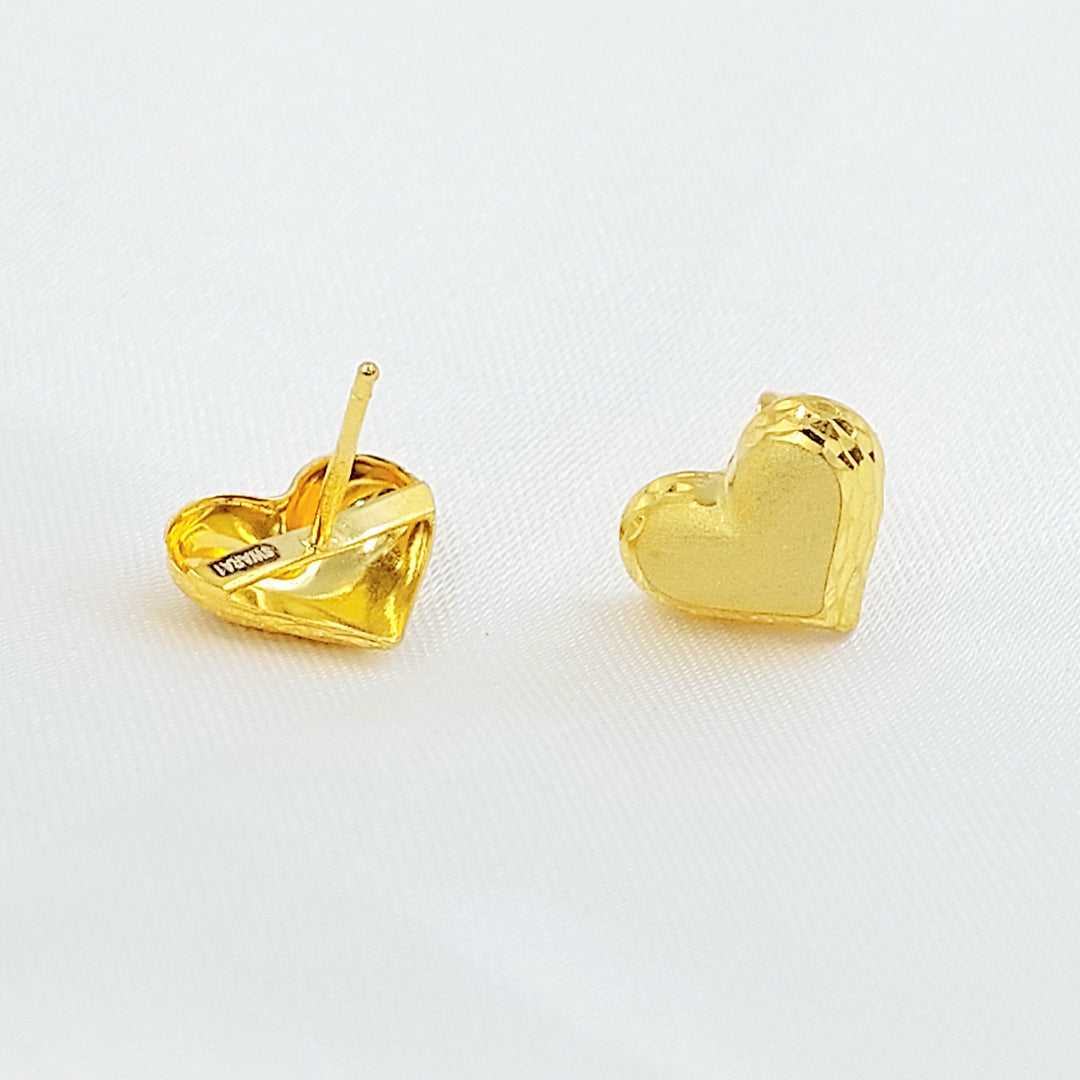 Screw Heart Earrings Made of 21K Gold by Saeed Jewelry 