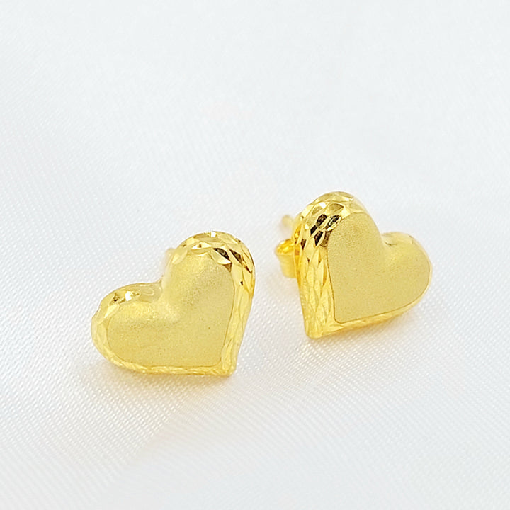 Screw Heart Earrings Made of 21K Gold by Saeed Jewelry 