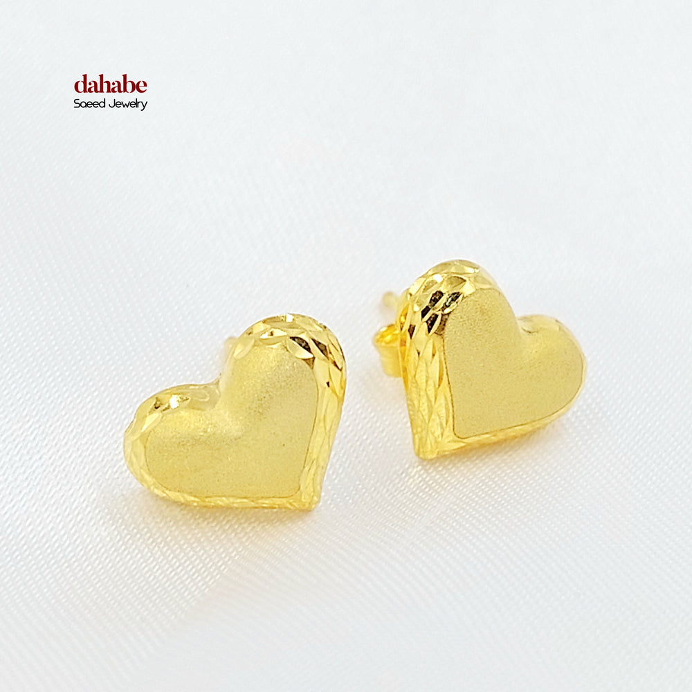 21K حلق قلب برغي-مجوهرات الشيخ سعيد-Saeed Jewelry 