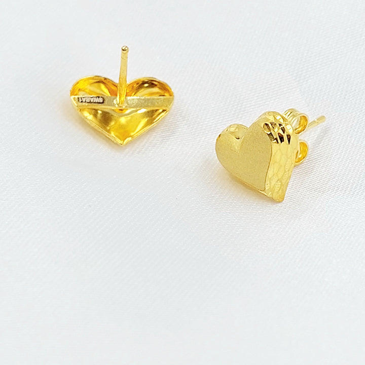 Screw Heart Earrings Made of 21K Gold by Saeed Jewelry 