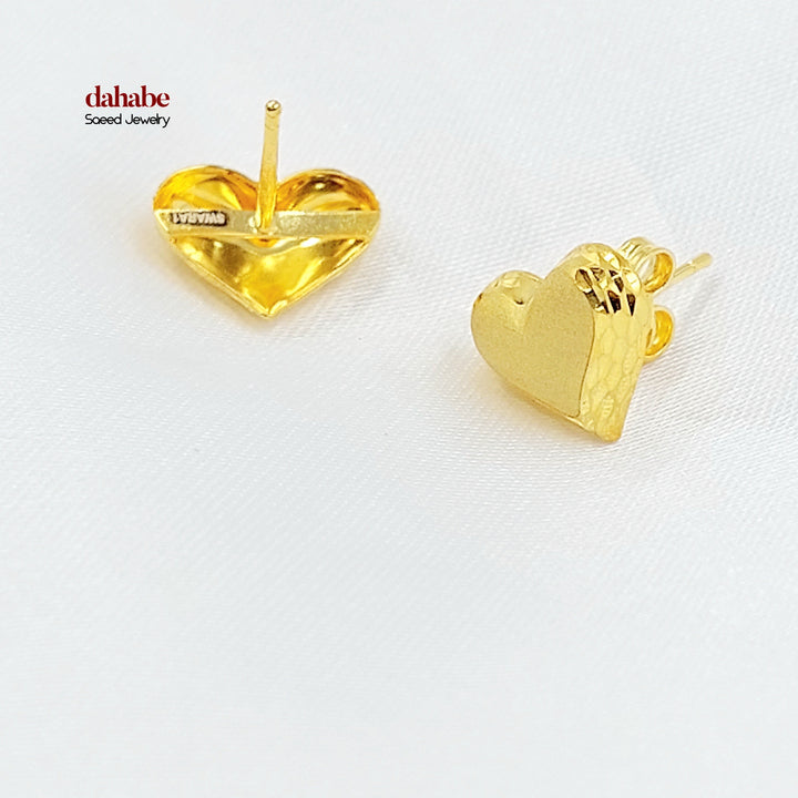 21K حلق قلب برغي-مجوهرات الشيخ سعيد-Saeed Jewelry 