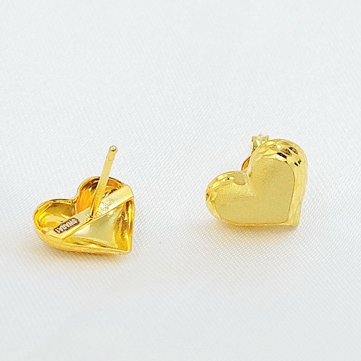Screw Heart Earrings Made of 21K Gold by Saeed Jewelry 