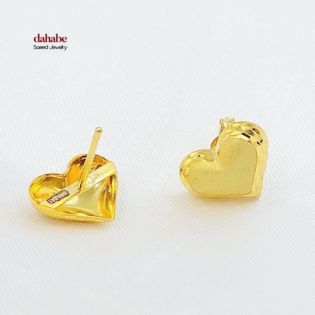 21K حلق قلب برغي-مجوهرات الشيخ سعيد-Saeed Jewelry 