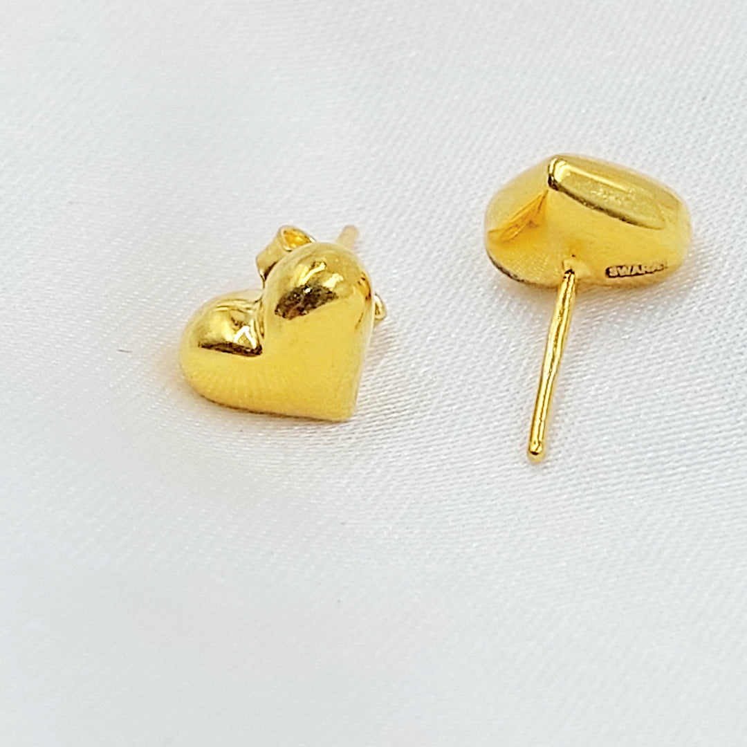 Screw Heart Earrings Made of 21K Gold by Saeed Jewelry 