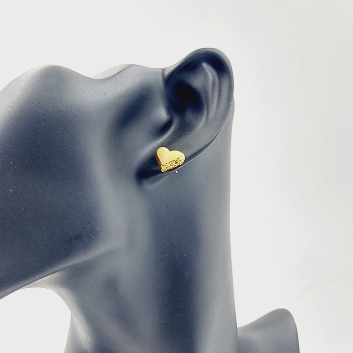 Screw Heart Earrings Made of 21K Gold by Saeed Jewelry 