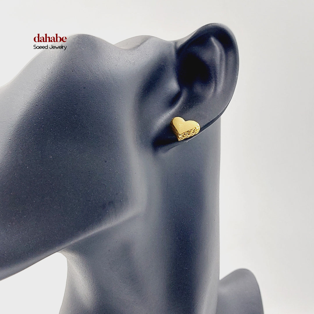 21K حلق قلب برغي-مجوهرات الشيخ سعيد-Saeed Jewelry 