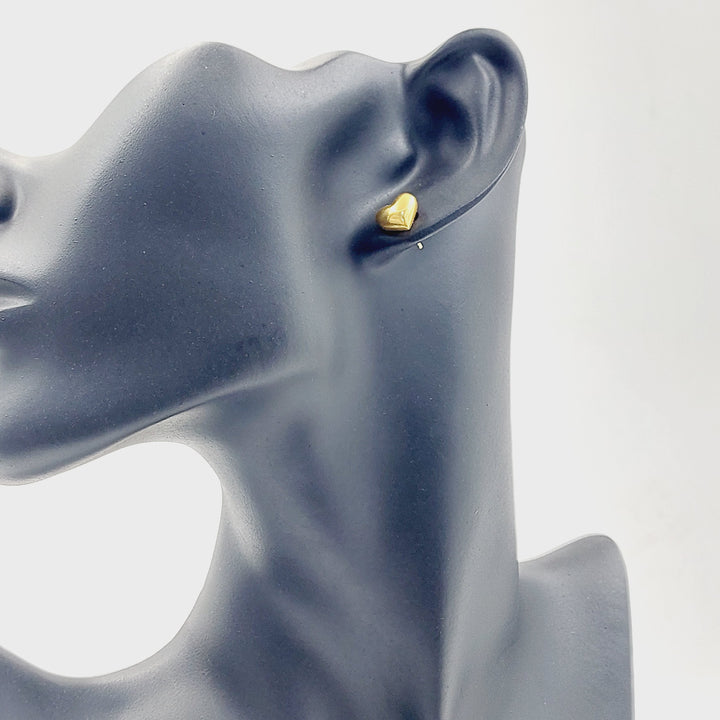 Screw Heart Earrings Made of 21K Gold by Saeed Jewelry 